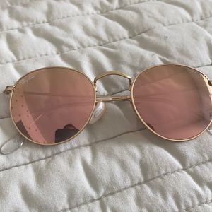 Ray Ban Round Flash - Rose Gold